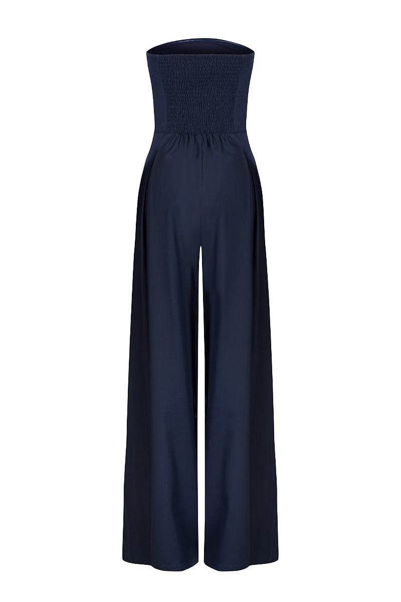 Combinaison Femme Bustier à Jambes Larges – Coupe Fluide Ajustée Élégante