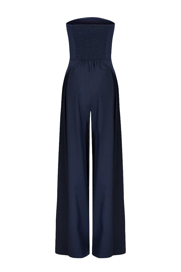 Combinaison Femme Bustier à Jambes Larges – Coupe Fluide Ajustée Élégante
