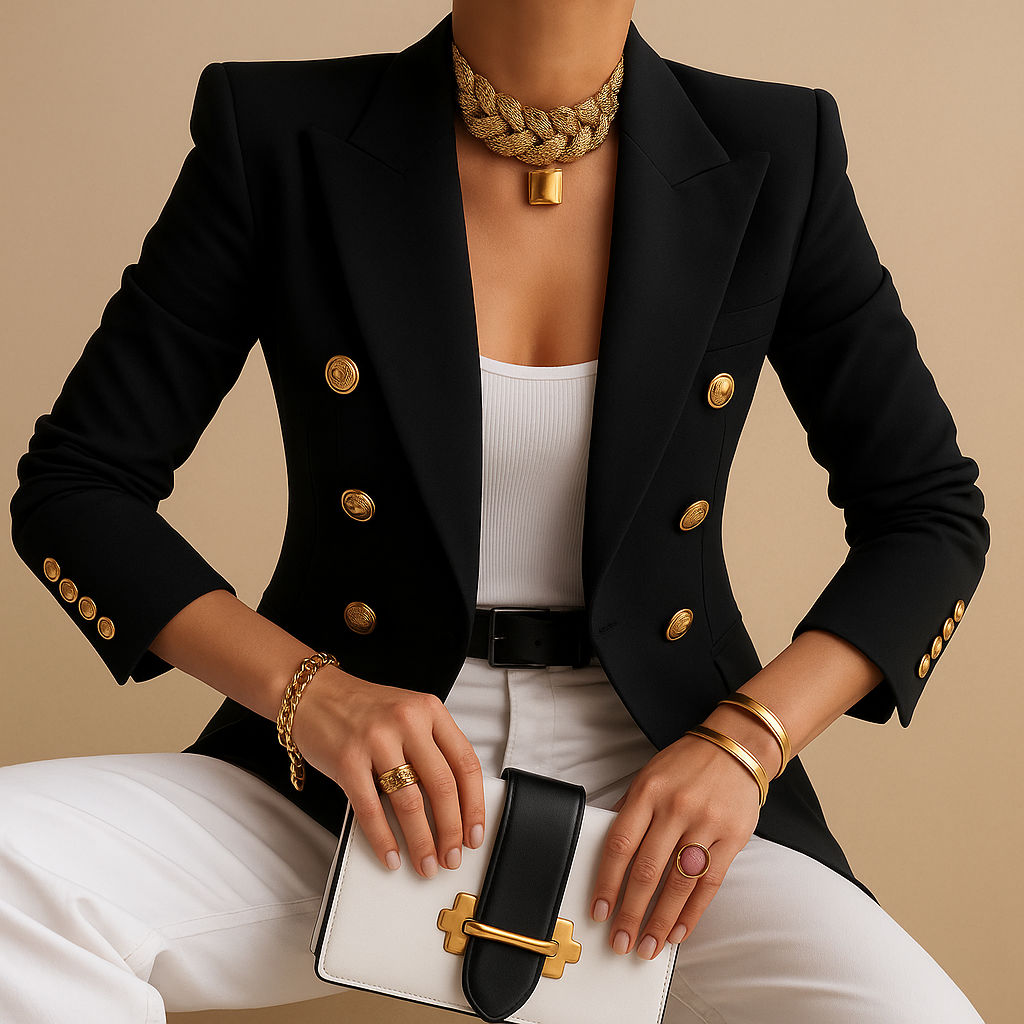 Women's Tailored Blazer – Long Sleeves, Slim Fit, Structured