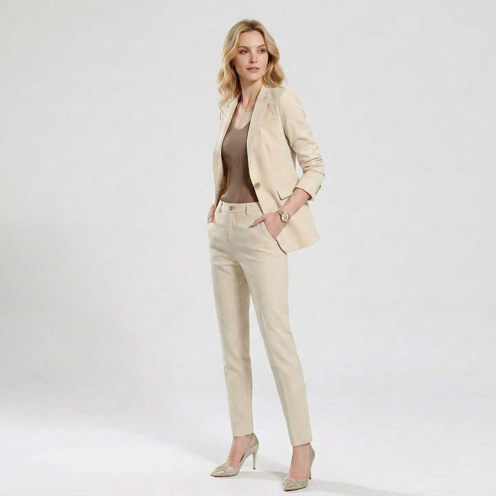 Tailleur Femme Blazer & Pantalon – Coupe Slim Stretch Formelle