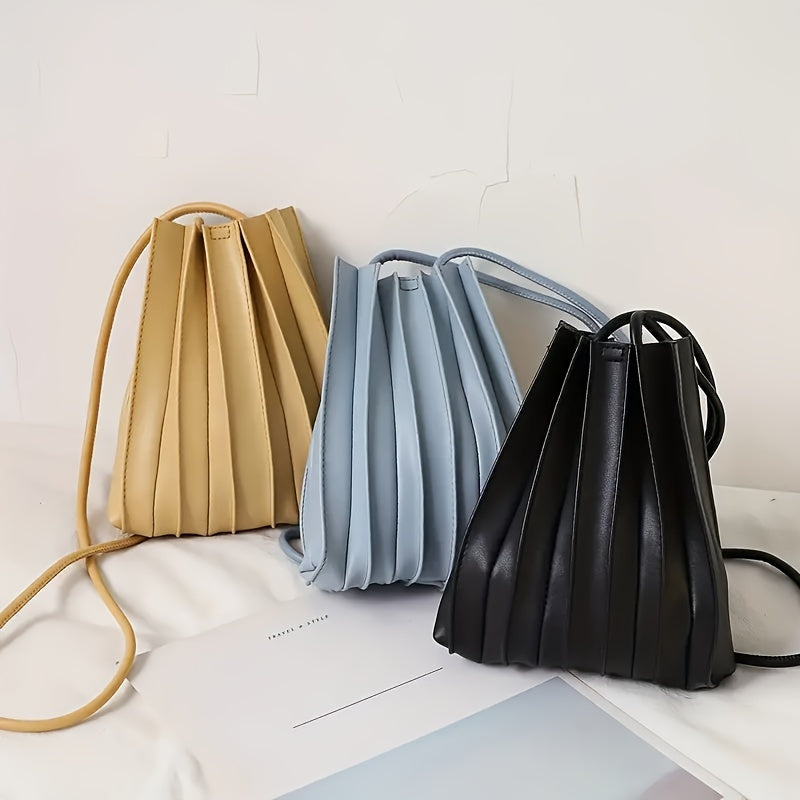 Mini-Umhängetasche für Damen aus plissiertem Leder – Kompaktes, strukturiertes Design