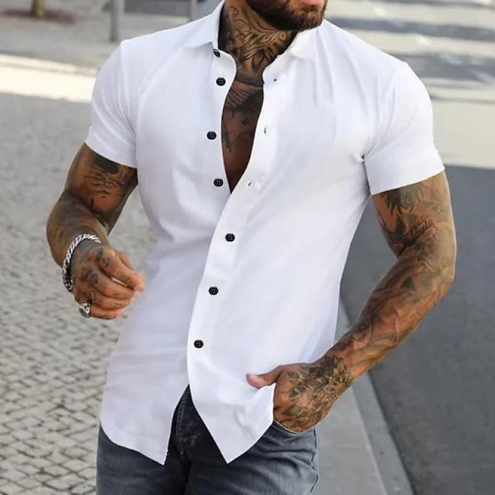 Chemise Homme Tailleur à Manches Courtes – Coupe Slim Stretch Respirante