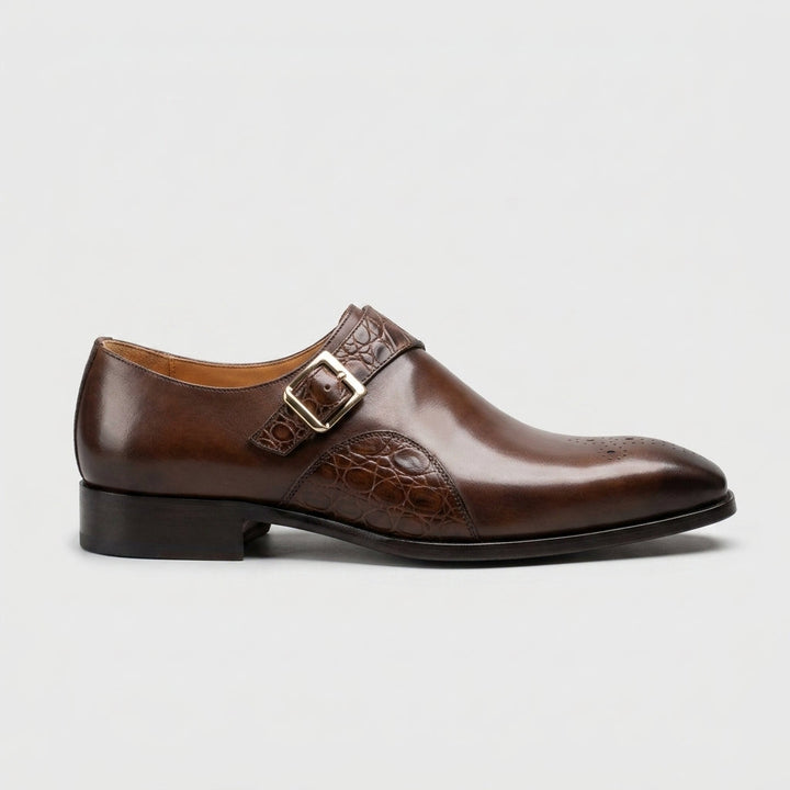 Chaussures Habillées Homme à Bride Moine en Cuir de Vachette – Design Formel Gaufré