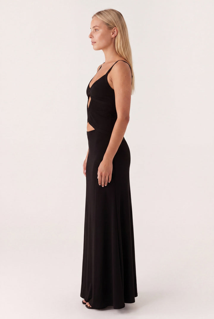 Robe Maxi Femme à Découpes – Dos Nu Bretelles Ajustables à Nouer
