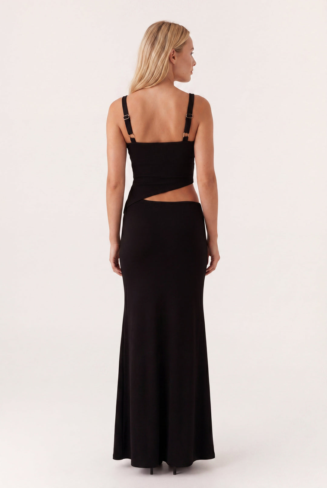 Robe Maxi Femme à Découpes – Dos Nu Bretelles Ajustables à Nouer