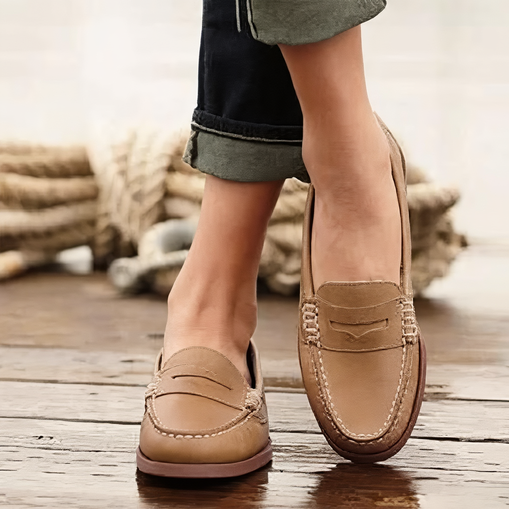 Women's Orthopedic Leather Loafers – Easy Slip-On, Low-Cut Style