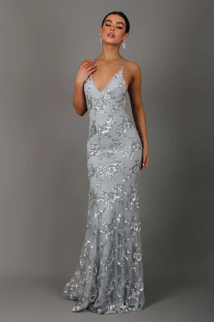 Robe Maxi Femme à Sequins – Élégance Dos Nu Sculptante