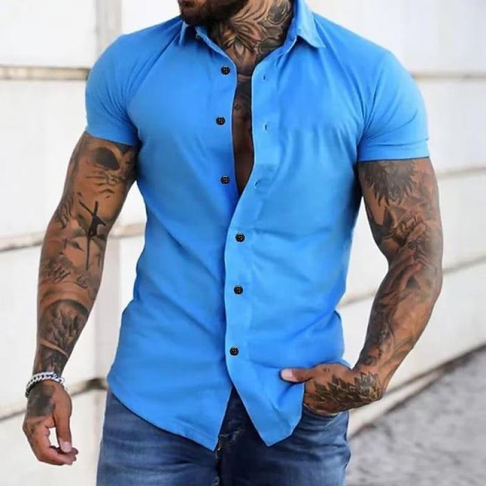 Chemise Homme Tailleur à Manches Courtes – Coupe Slim Stretch Respirante