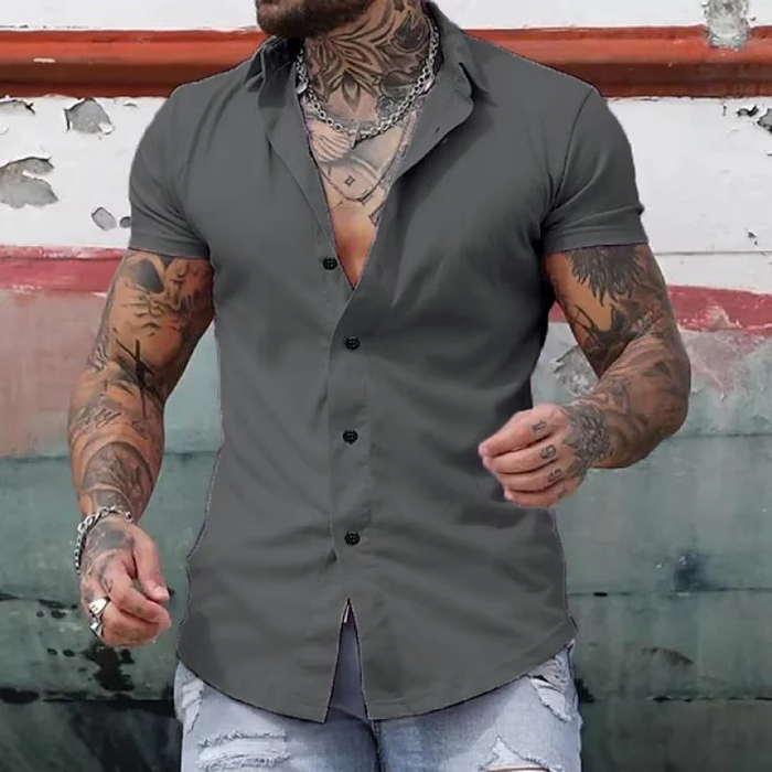 Chemise Homme Tailleur à Manches Courtes – Coupe Slim Stretch Respirante